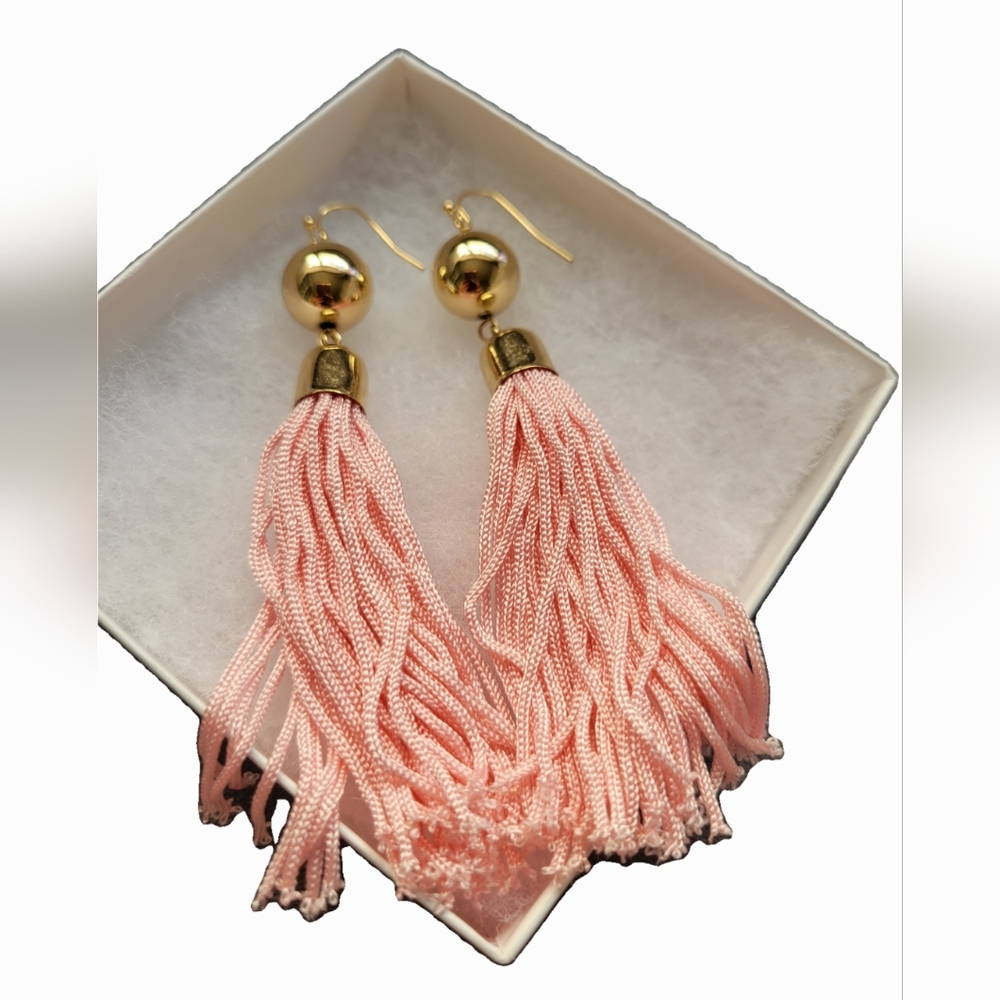 Pink Tassle Earrings - Picture 2 of 2